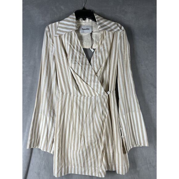New Nanushka Esma Striped Mini Wrap Dress Size Small - Picture 2 of 7